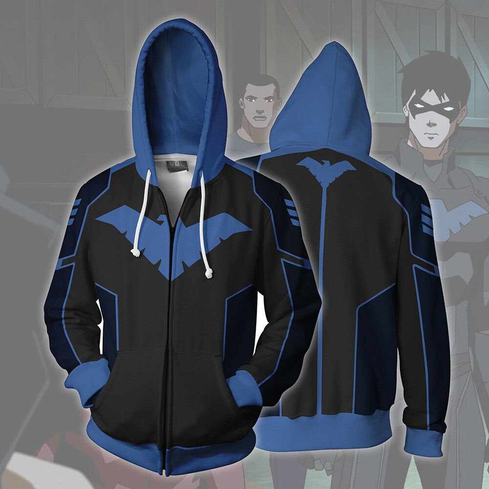 Nightwing Dick Grayson Superhero Zipper Hoodie