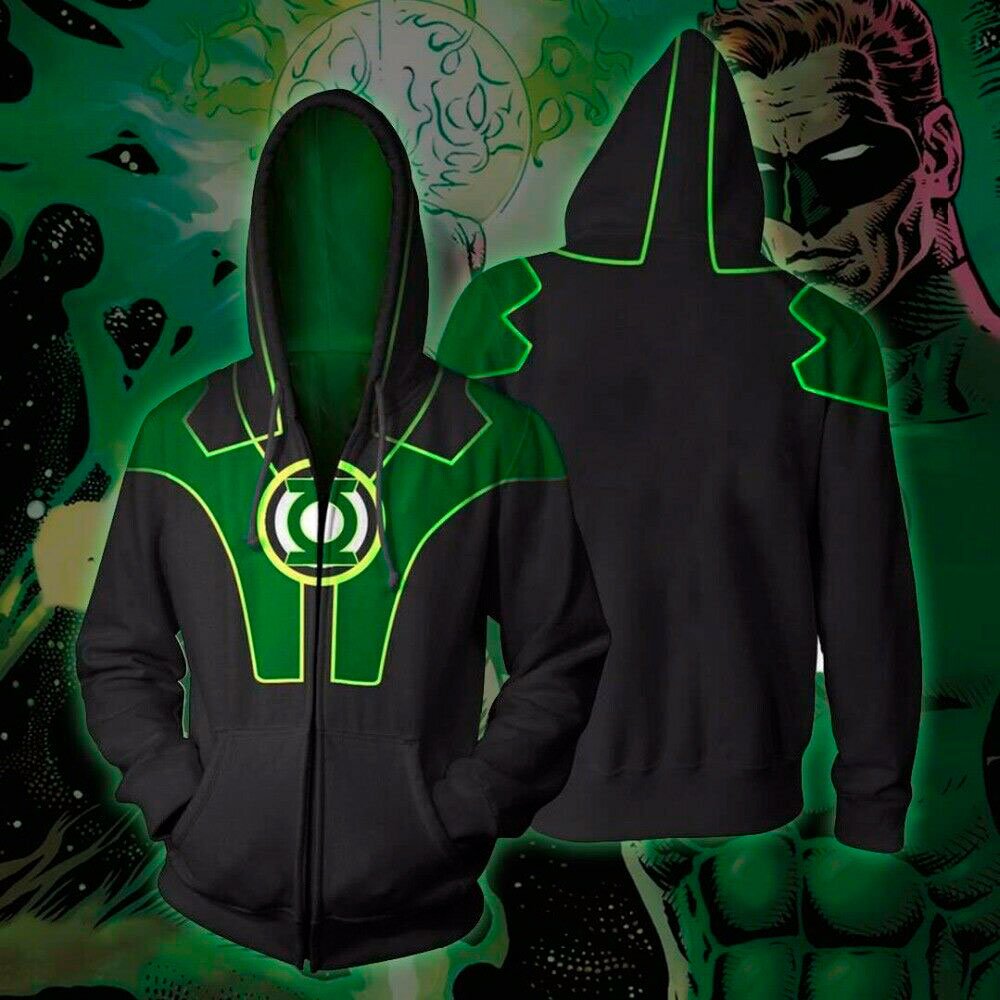 Green Lantern Hal Superhero Zipper Hoodie