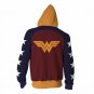 Wonder Woman Comics Superhero Zipper Hoodie