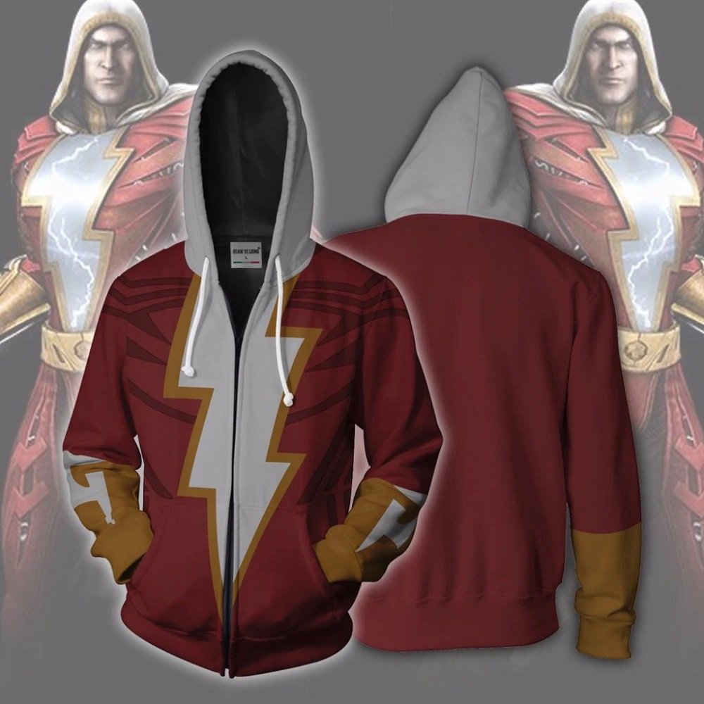 Shazam Billy Batson Superhero Zipper Hoodie