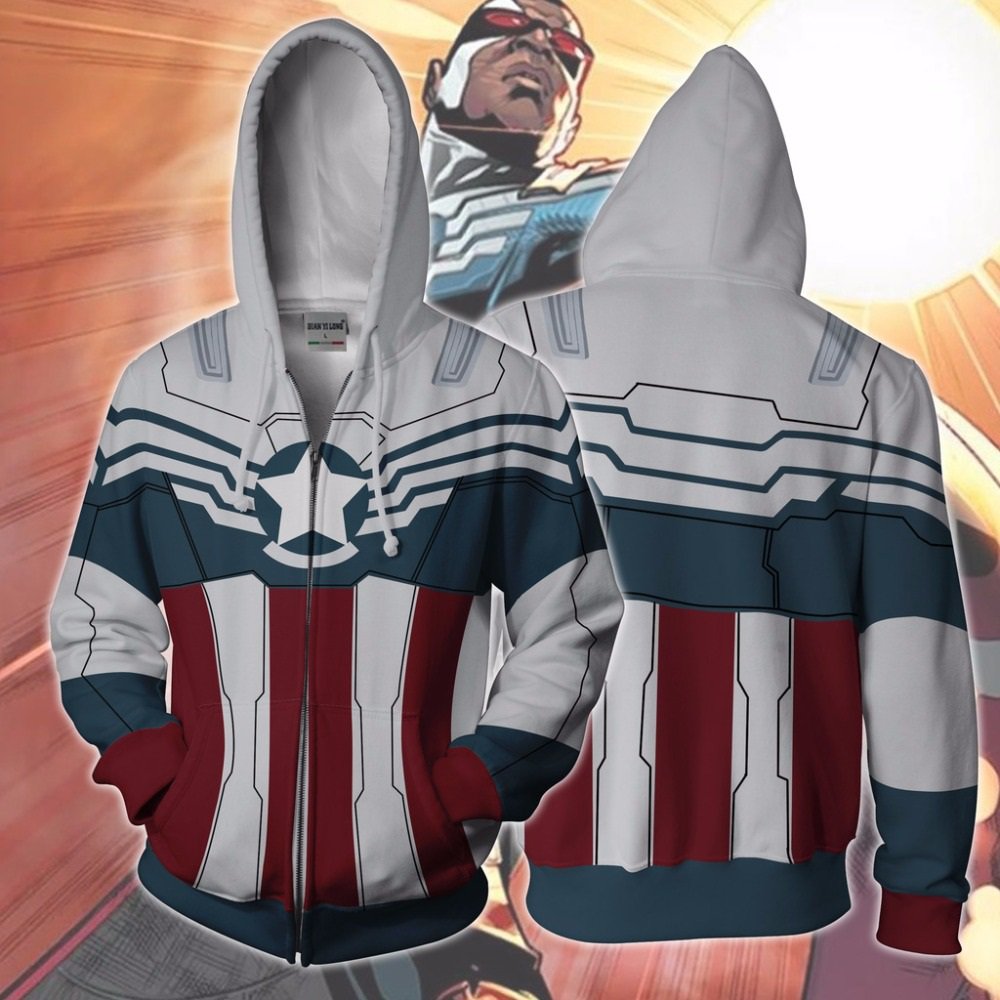 Falcon Captain America Superhero Zipper Hoodie