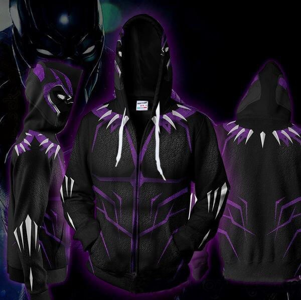 Black Panther Avenger Infinity War Superhero Zipper Hoodie