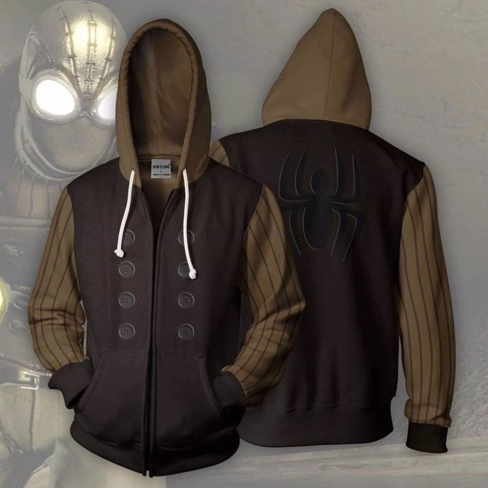 Spider-Man Noir Spider-Verse Superhero Zipper Hoodie