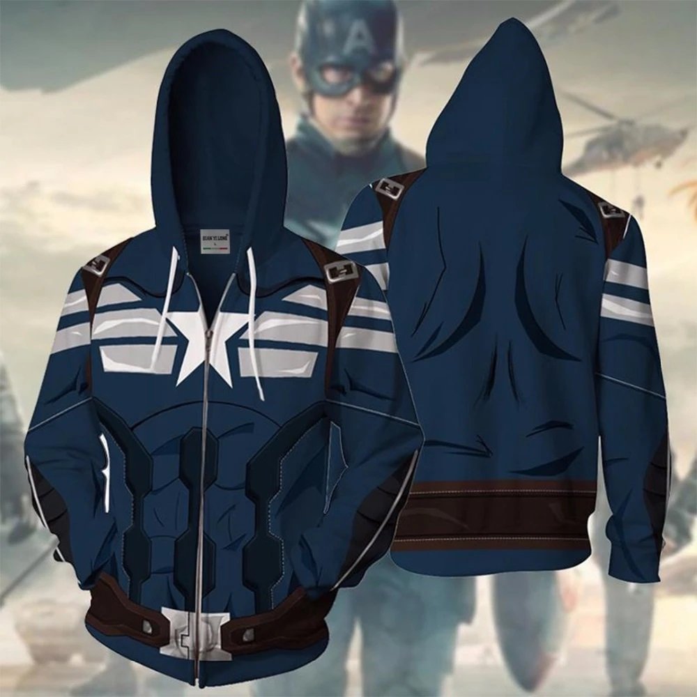 Captain America The Winter Soldier Superhero Zipper Hoodie
