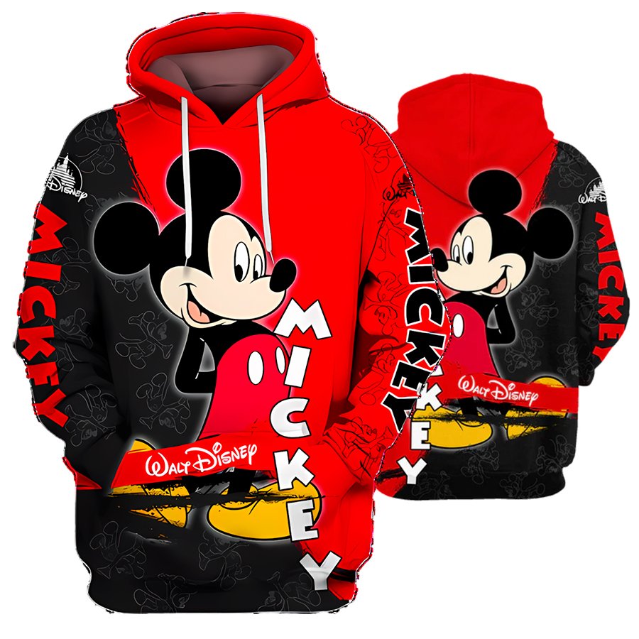 Mickey Mouse Black and Red Youth Unisex Hoodie