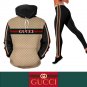 Gucci Interlocking Green & Red Stripes Women's Workout Set Hoodie Leggings