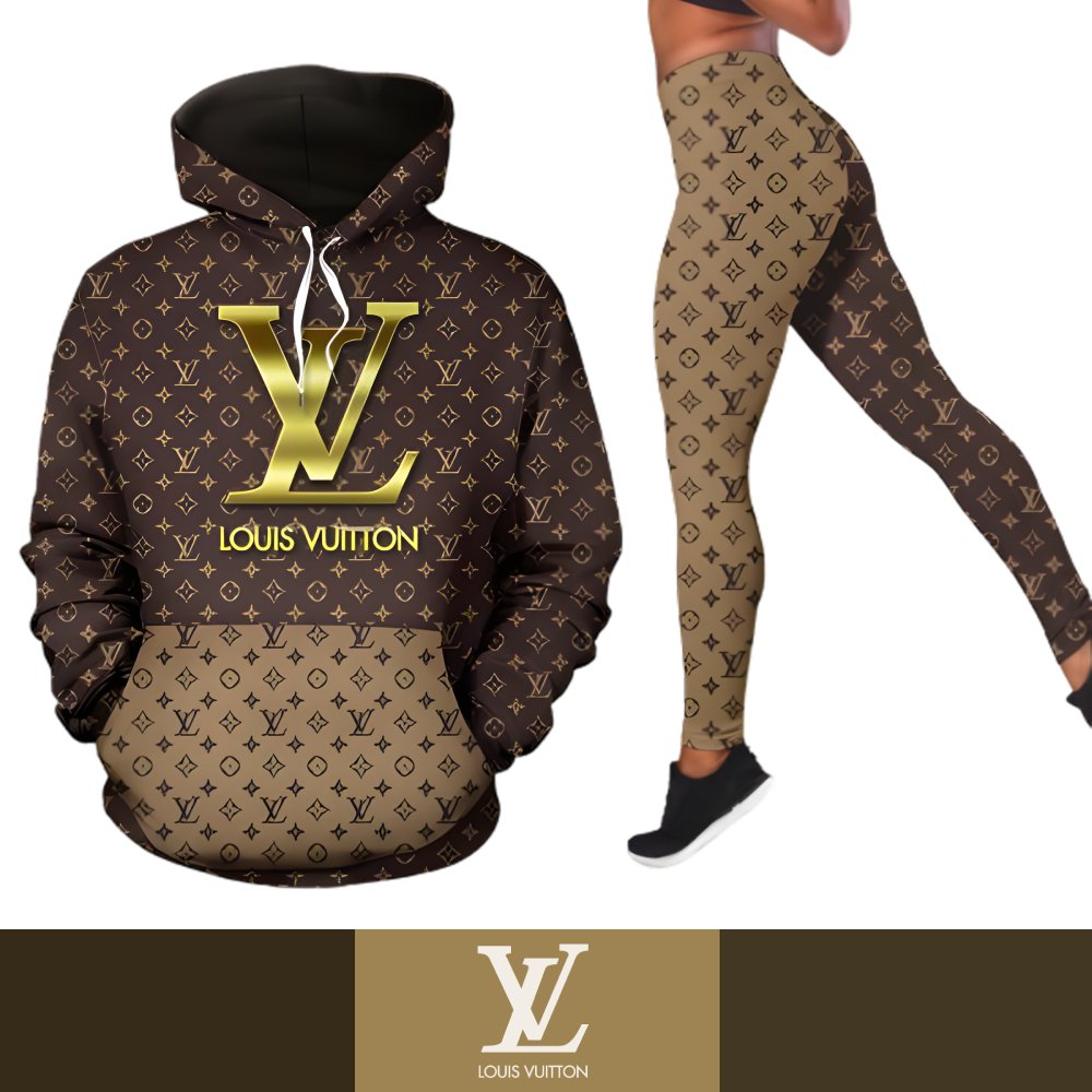 Louis Vuitton “LV” Print Women's Workout Set Hoodie Leggings