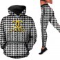 Chanel Houndstooth Print Women's Workout Set Hoodie Leggings