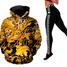 Gianni Versace Baroque Style Women's Workout Set Hoodie Leggings
