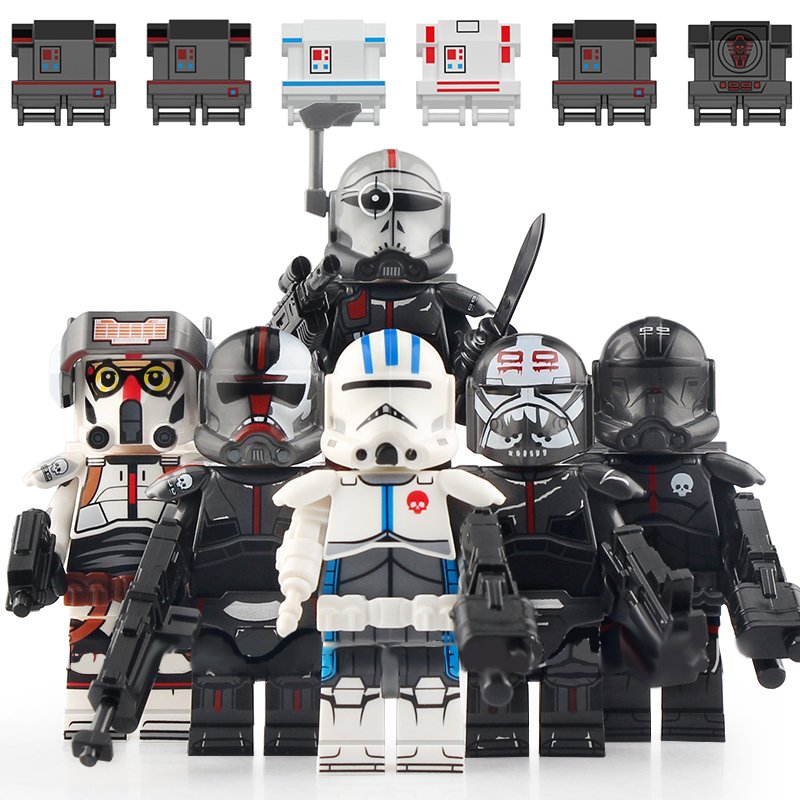 6pcs Star Wars The Bad Batch Hunter Crosshair Wrecker Tech Echo Minifigures Toys