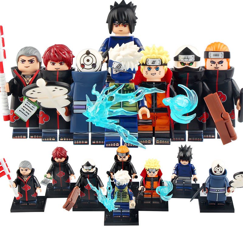 8pcs Naruto Sasuke Kakashi Obito Uchiha Akatsuki Kakuzu Hidan Sasori Minifigures