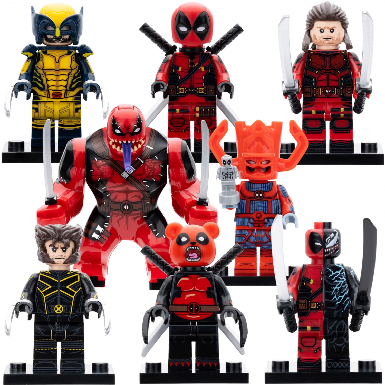 8pcs Deadpool Wolverine Multiverse Variants Pandapool Venompool Minifigures Toys