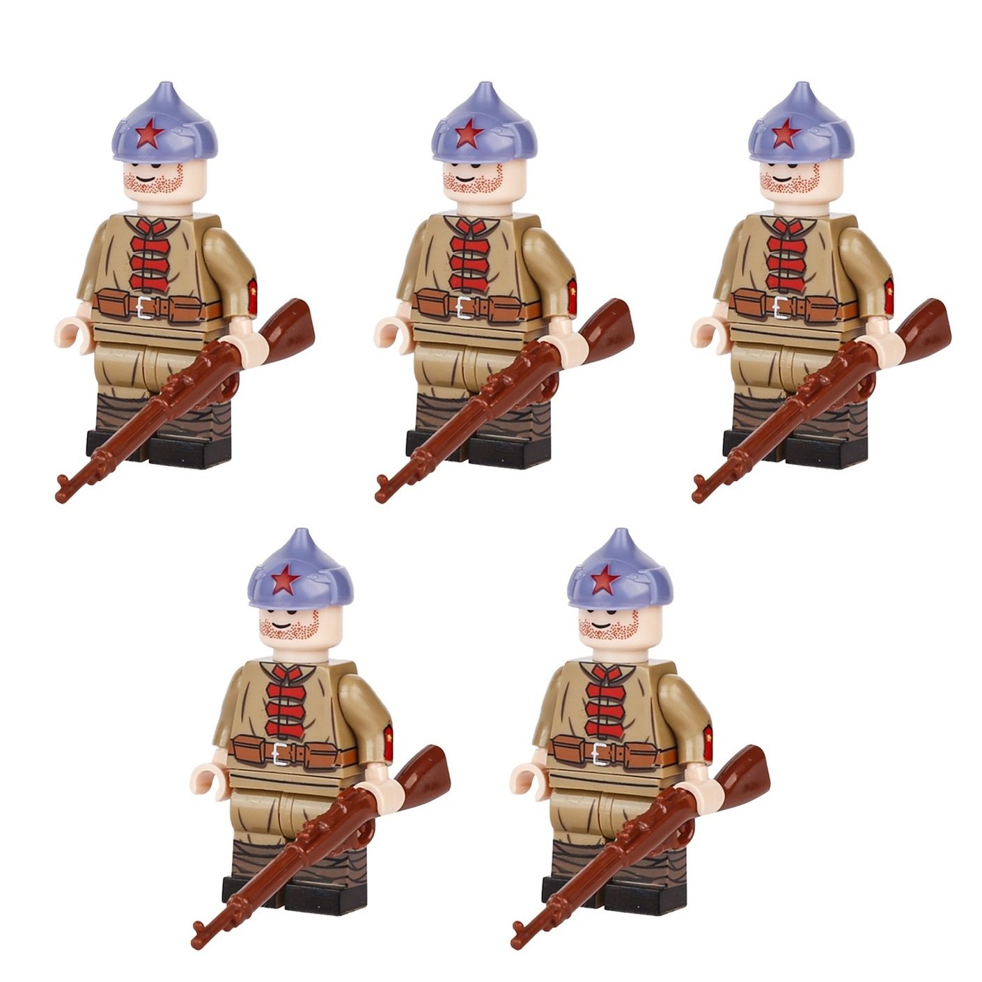 5pcs WW1 Russian Soviet Union Red Army Soldiers Minifigures Set