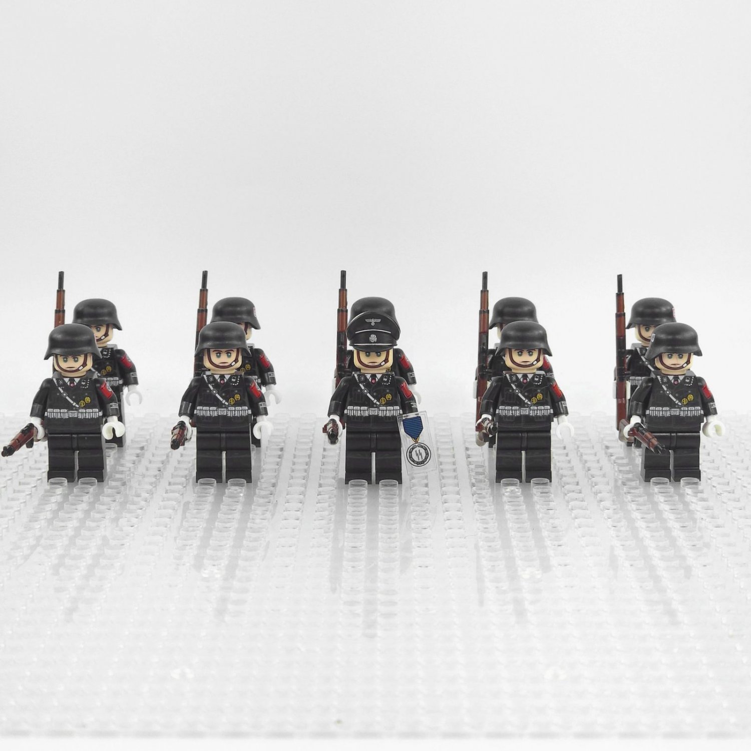 10pcs WW2 German Honor Guard Officer Soldiers Minifigures Building Toys