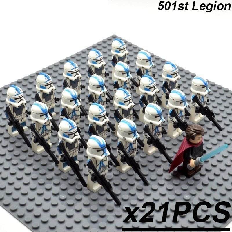 21pcs/set Star Wars Anakin Skywalker Leader Clone troopers Minifigures Toy