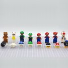 8pcs Super Mario Brothers Baby Luigi Toad Tanooki Raccoon Mario Minifigures Set
