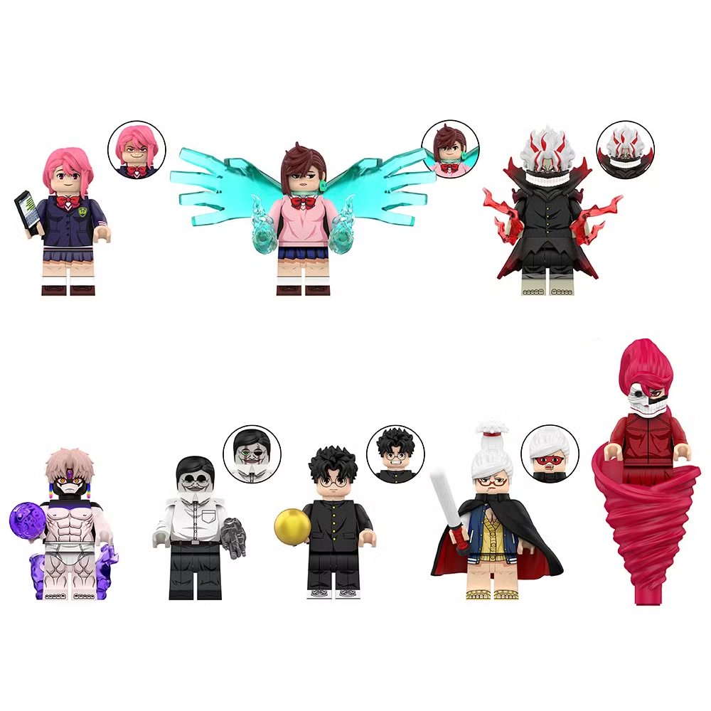 8pcs Dandadan Takakura Ken Aira Shiratori Evil Eye Serpo Minifigures Minifigs
