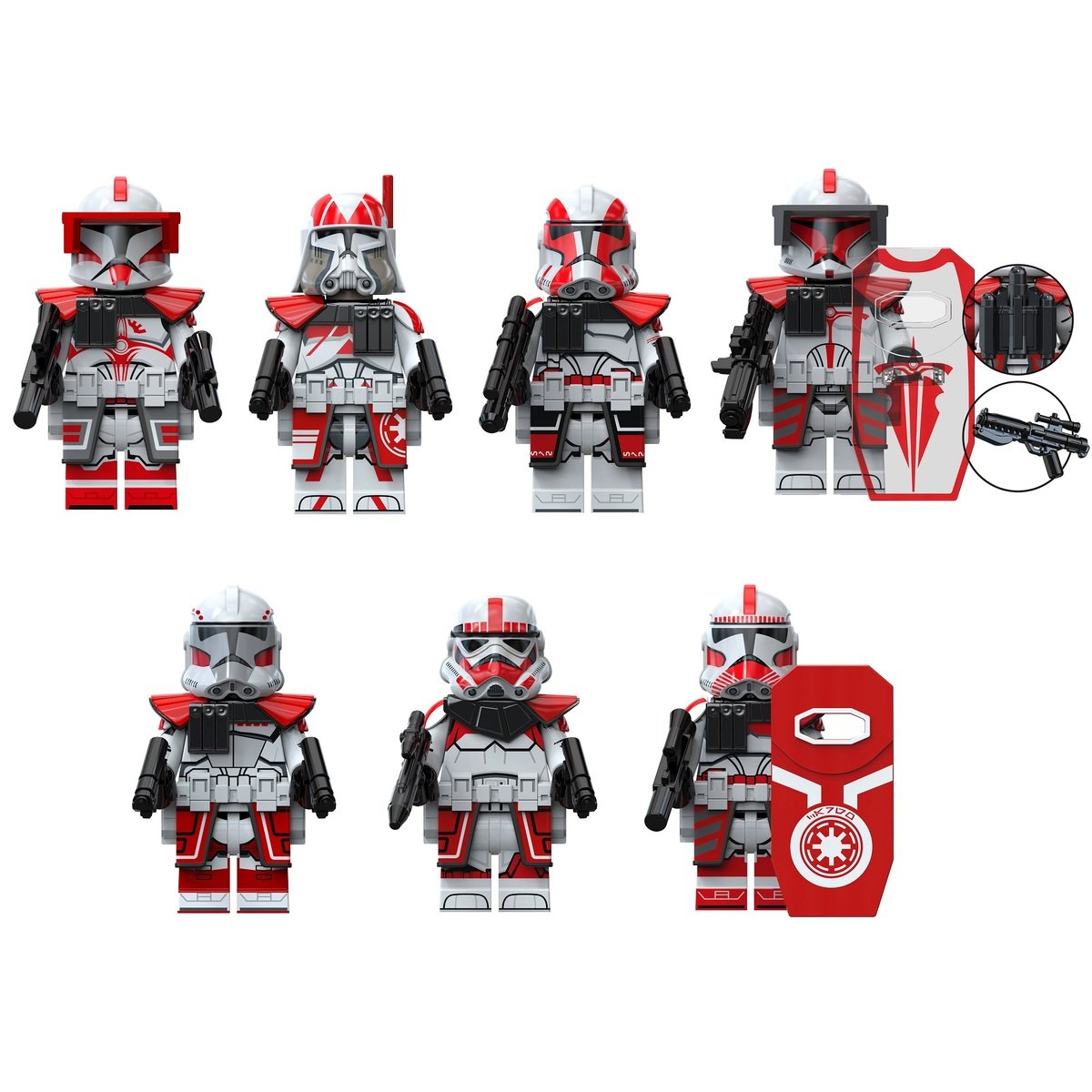 7pcs Star Wars Coruscant Guard Shock Troopers Commander Minifigures Minifigs Toy