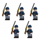 5pcs American Civil War Union Army Cavalry Corporal Minifigures Minifigs Toys