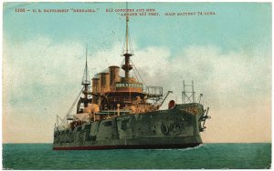 U.S. Battleship Nebraska, c1908 Postcard