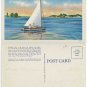 Moth-Type Boat on Pasquotank River, NC Linen Postcard