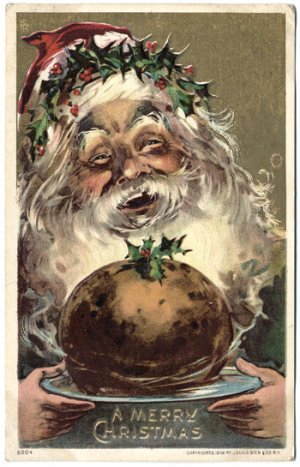 Santa Serving Up Christmas Feast c1910 Postcard