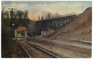 High Level Bridge at Gorge, Akron OH c1912 Postcard