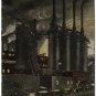 Night Mill Scene, Pittsburgh, PA c1910s Postcard
