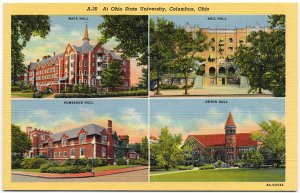 Ohio State University, 4 Views c1930s Linen Postcard