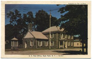 US Post Office, Hyde Park, NY c1947 Postcard