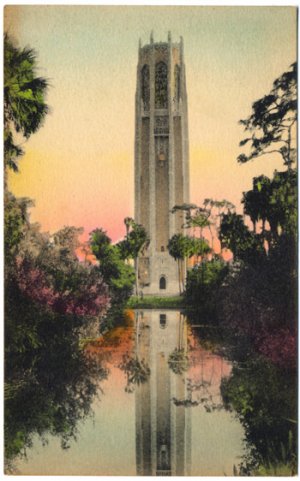 The Singing Tower, Florida Hand-Colored Postcard