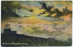 Sunrise on Pike's Peak, CO c1910s Postcard