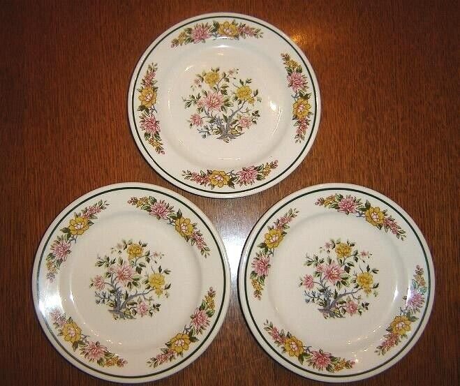 THREE (3) Homer Laughlin Floral Bread Plates - 6 1/4" - Really Pretty!