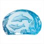BLUE GLASS CARVED DOLPHINS