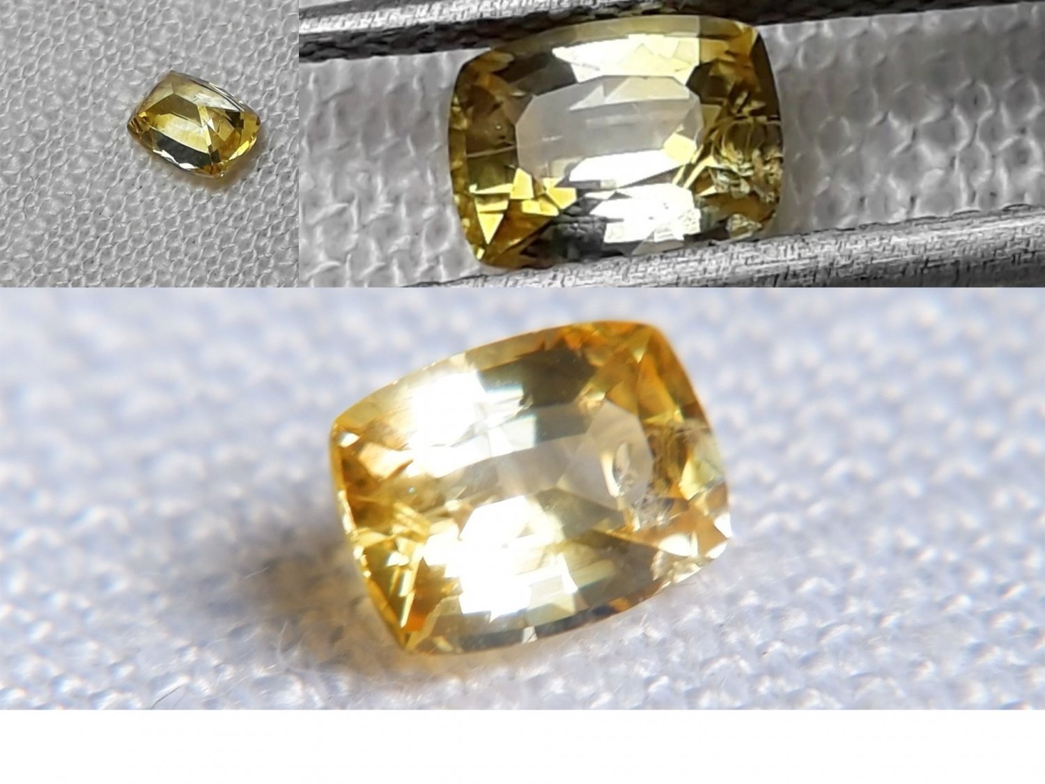 0.752 ct IGL Yellow Sapphire unheated, Ceylon, loose, IGL Premium cushion step cut Sri Lanka