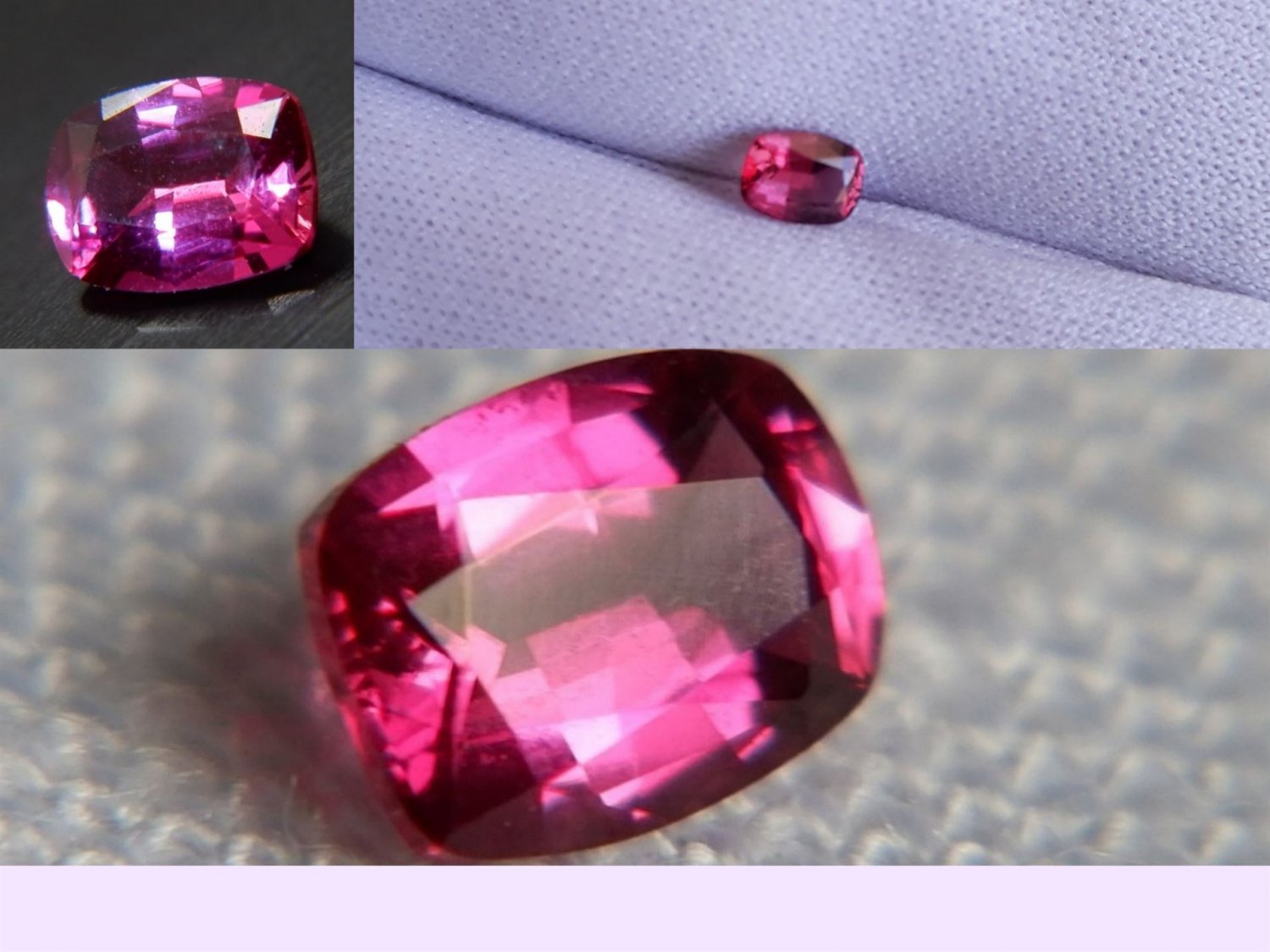 0.46 ct CSL vivid pink Sapphire, unheated, CSL Premium handcrafted rectangular cushion cut Sri Lanka