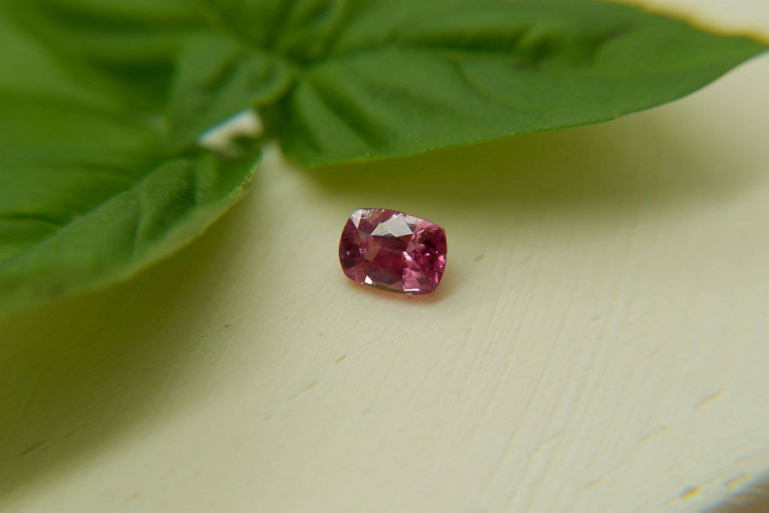 0.75 ct  Vivid Pink Sapphire, padparadscha-like premium handcrafted checkerboard table, rectangular 