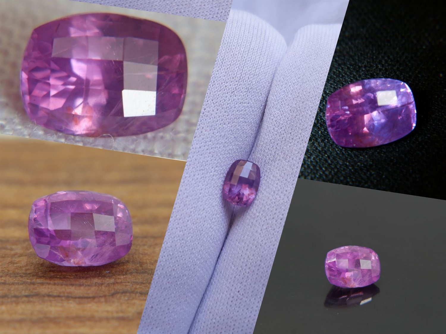 1.59 ct  Tri-color Pink/Purple/Red Sapphire, GIA premium handcrafted checkerboard table, antique rec