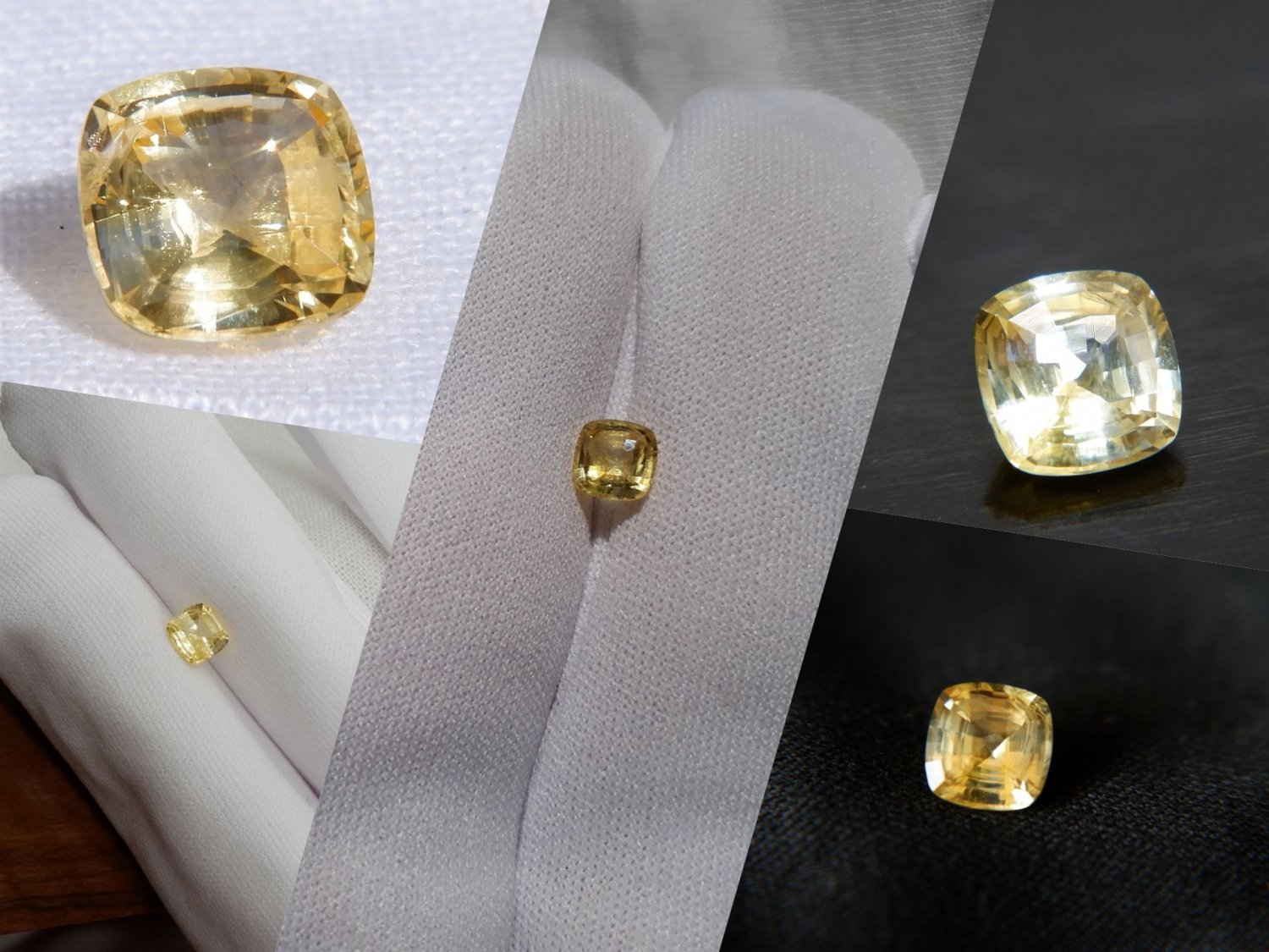 1.06 ct  Vivid Yellow handcrafted Sapphire, GIA premium handcrafted square cushion tableless lustrou