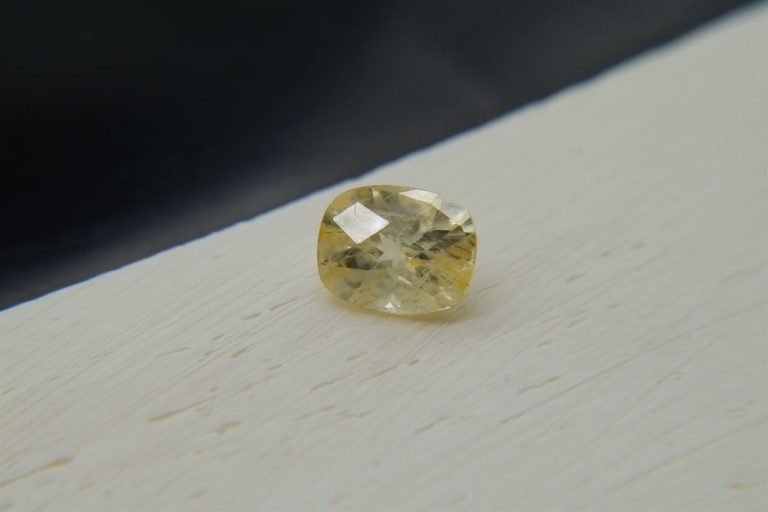 2.05 ct  Pastel Yellow Sapphire, handcrafted design cut premium handcrafted rectangular cut with lus