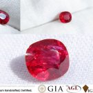 0.759 ct IGL Ruby Vivid Red, unheated, minor flaw, GIA premium handcrafted cushion cut, minor flaw d