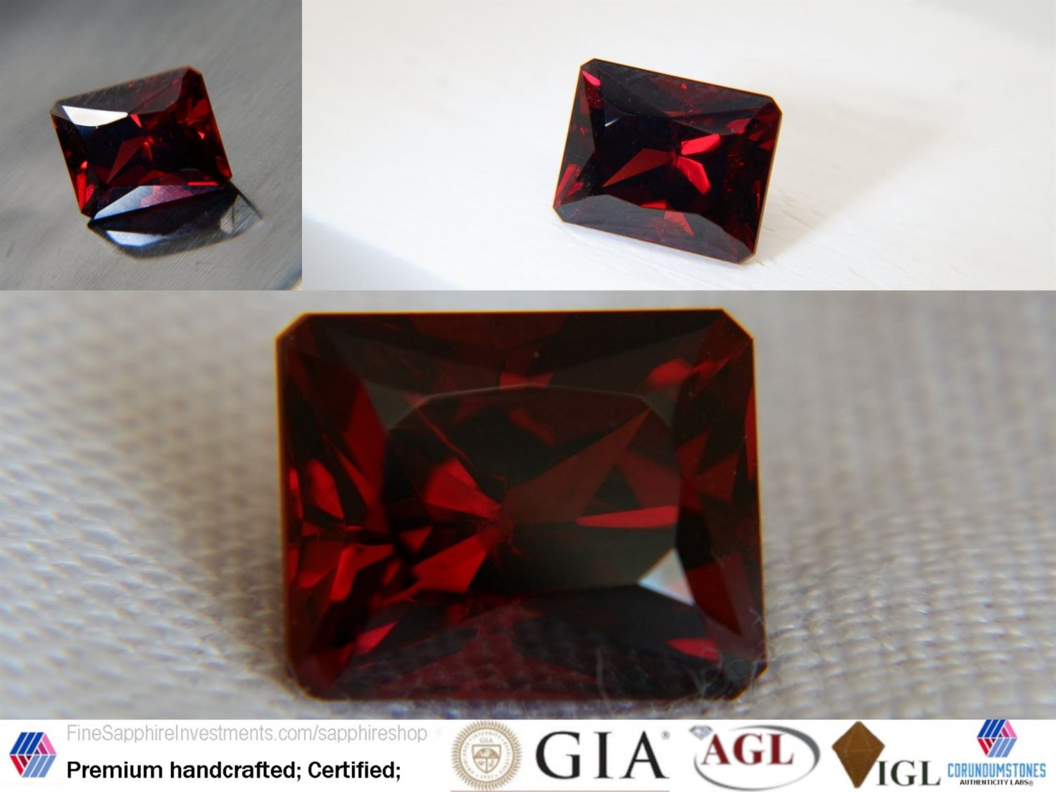 5.60 ct  Untreated Garnet, Orangish-Red custom cushion rectangular step cut Sri Lanka