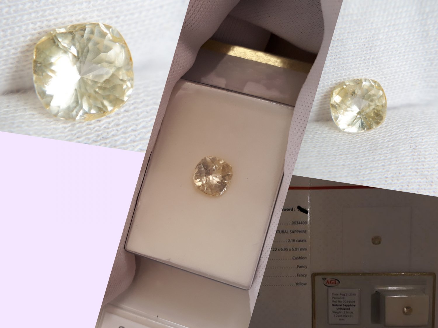 AGL Yellow Sapphire, unheated, premium cut, AGL premium handcrafted cushion, cushion cut Sri Lanka
