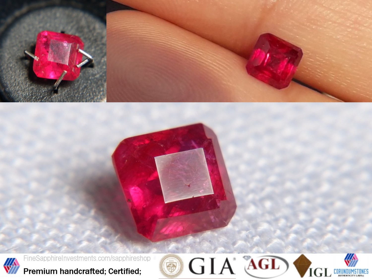 IGL Blood Red Ruby, untreated, loose, IGL premium handcrafted step cut with lustrous finish Madagasc