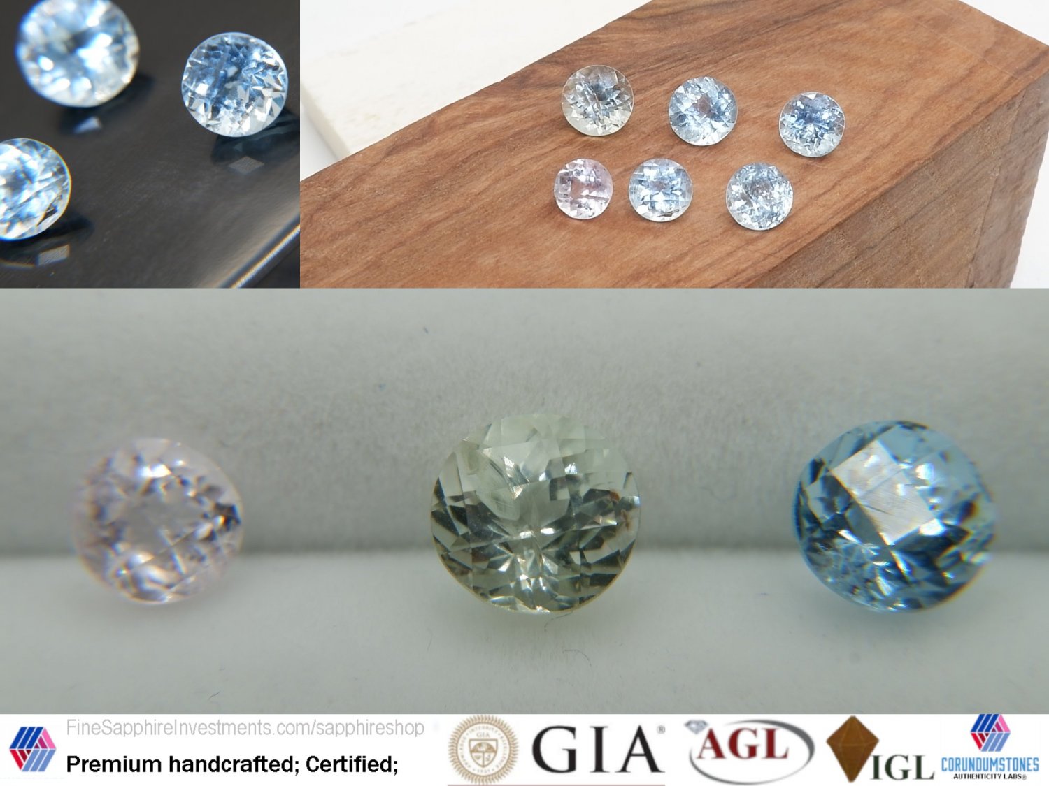  Aquamarine, Rose-Pink, Green Beryl, Blue custom mixed brilliant precision round checkerboard step c