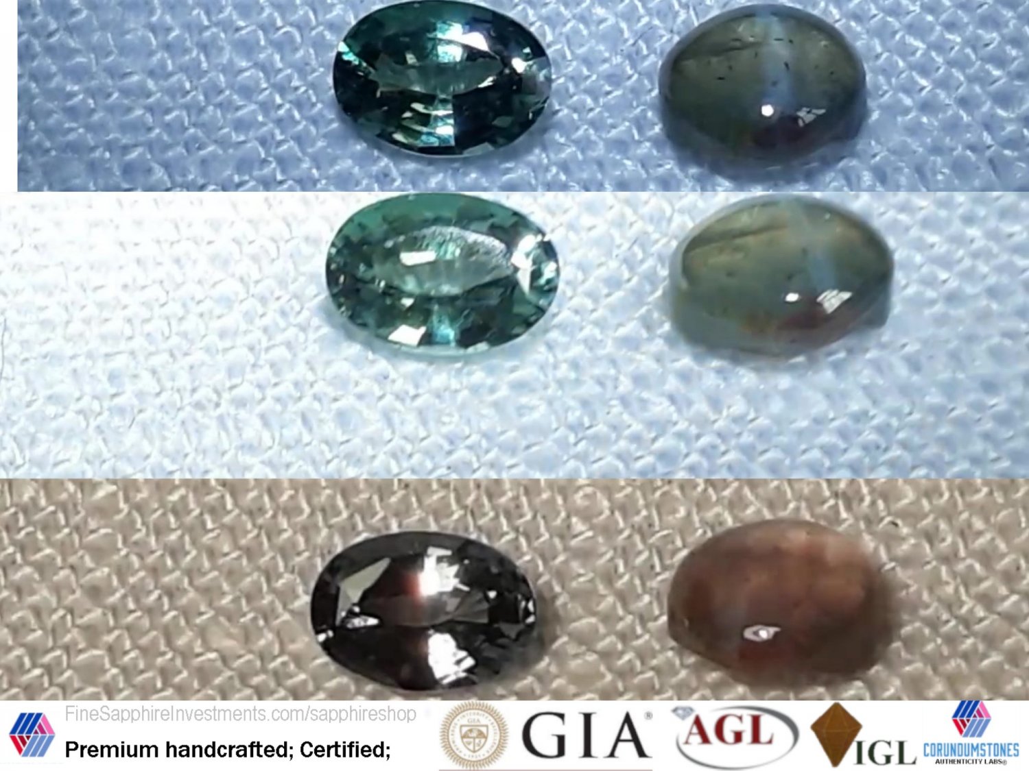  Alexandrite colorchange, 1 Cats-Eye 1 Oval cut Various premium handcrafted step cuts Sri Lanka