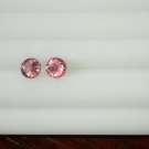 Pink Tourmaline Earrings Pair - Round - 1.30 ct - COR certified