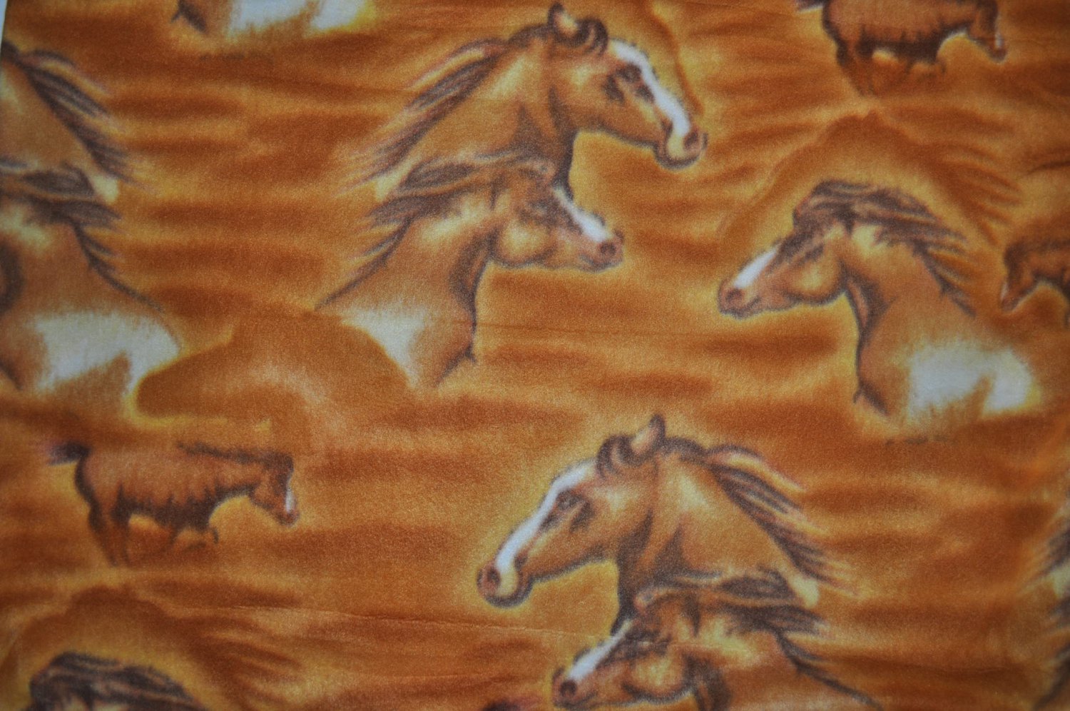 Running Horses Print Fleece Fabric Sold BTY