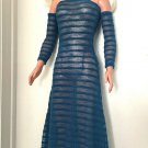 Long Blue Striped Crochet Dress for My Size Barbie Doll. New