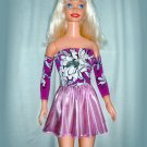 Pink Metallic Skirt & Magenta-white Top wt Flowers for My Size Barbie Doll. New
